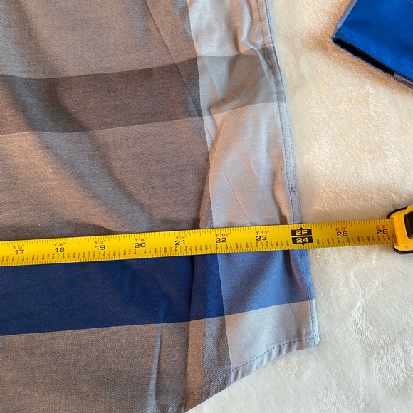 Blue Gray Plaid Long Sleeve Button Down Collared Shirt - Picture 8 of 13